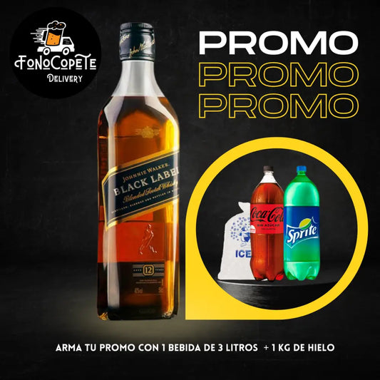 Promo Black Label 12 Años con Bebida y Hielo Whisky