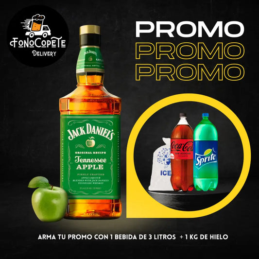 Promo Jack Apple con Bebida de 3 Litros y Hielo Envío Gratis Whisky