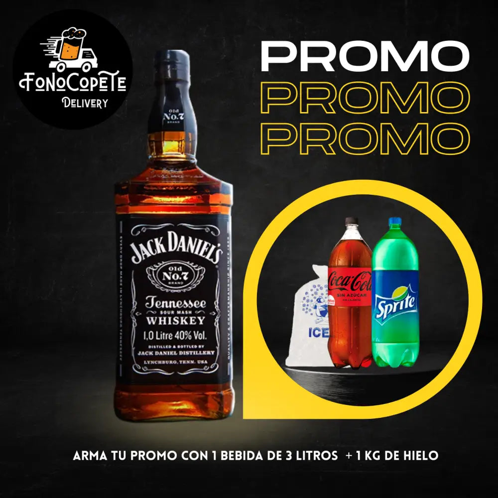 Promo Jack Daniel’s 12 Años con Bebida y Hielo Domicilio Gratis Whisky
