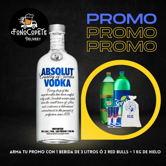 Promo Vodka Absolut con Red Bulls y Hielo Envio Gratis Vodka