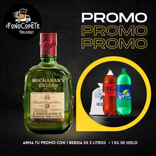 Promo Whisky Buchanan’s 12 Años con Bebida y Hielo Envio Gratis Whisky